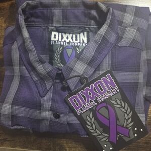DIXXON Women's Purple and Gray Plaid Flannel Shirt